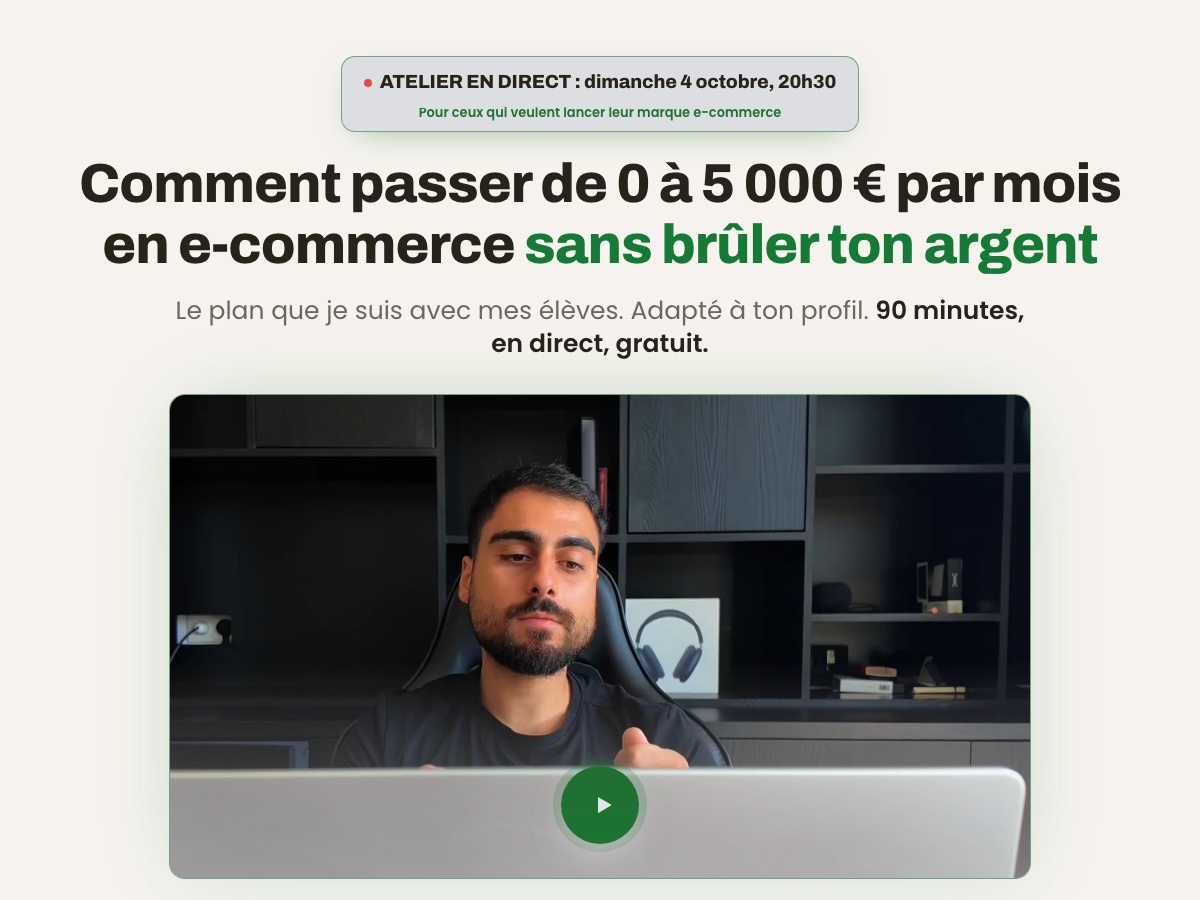 Aperçu de la page d’inscription
